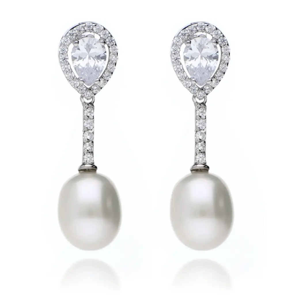 Pendientes Presión Perla Oro Blanco