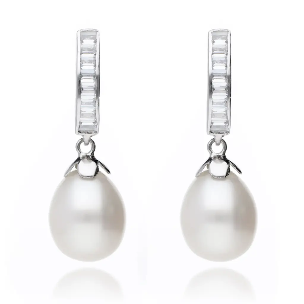 Pendientes Presión Perla Oro Blanco