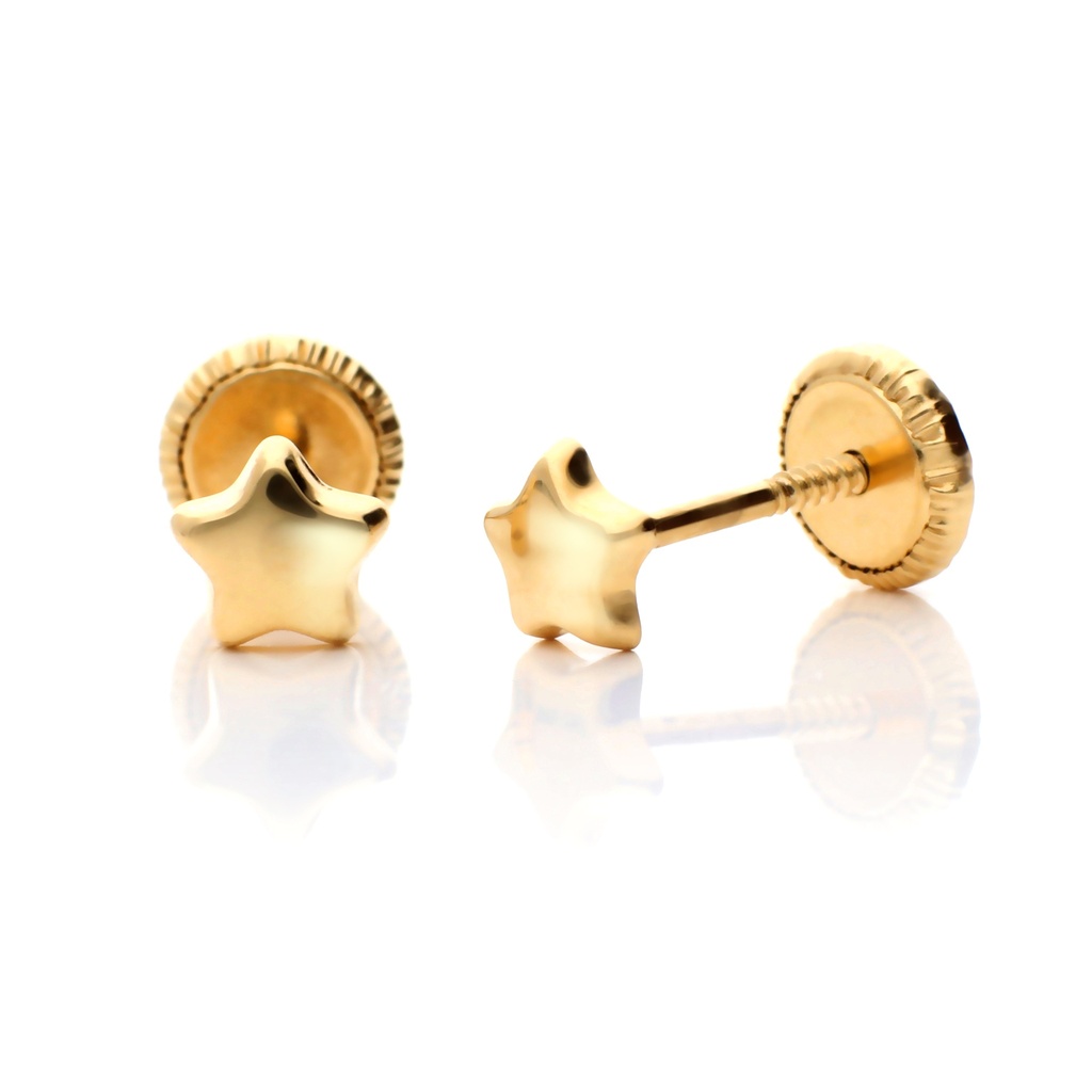 Pendientes Tuerca Estrella Oro Amarillo