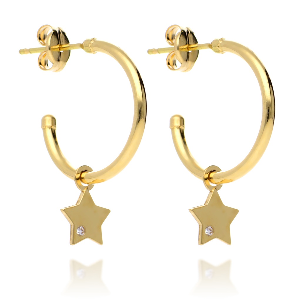 Pendientes Presión Aros con Estrellas