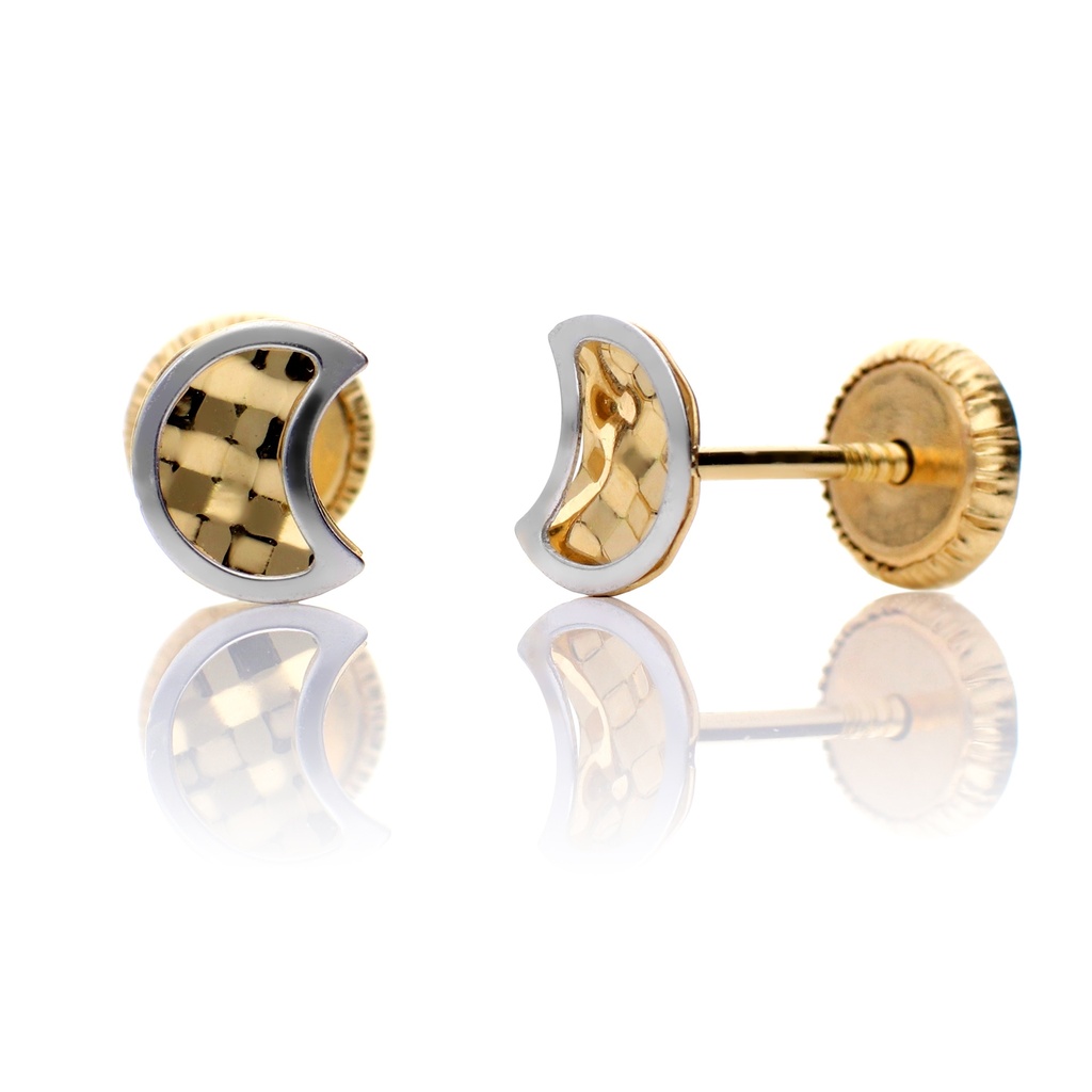 Pendientes Tuerca Luna Bicolor