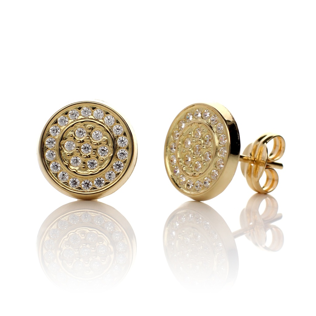 Pendientes Presión Engaste Redondos Oro Amarillo
