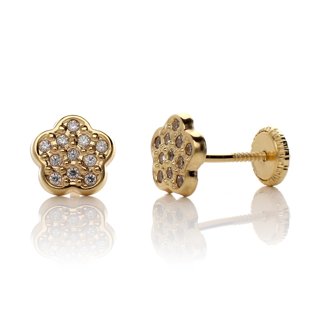 Pendientes Tuerca Flor Circonitas