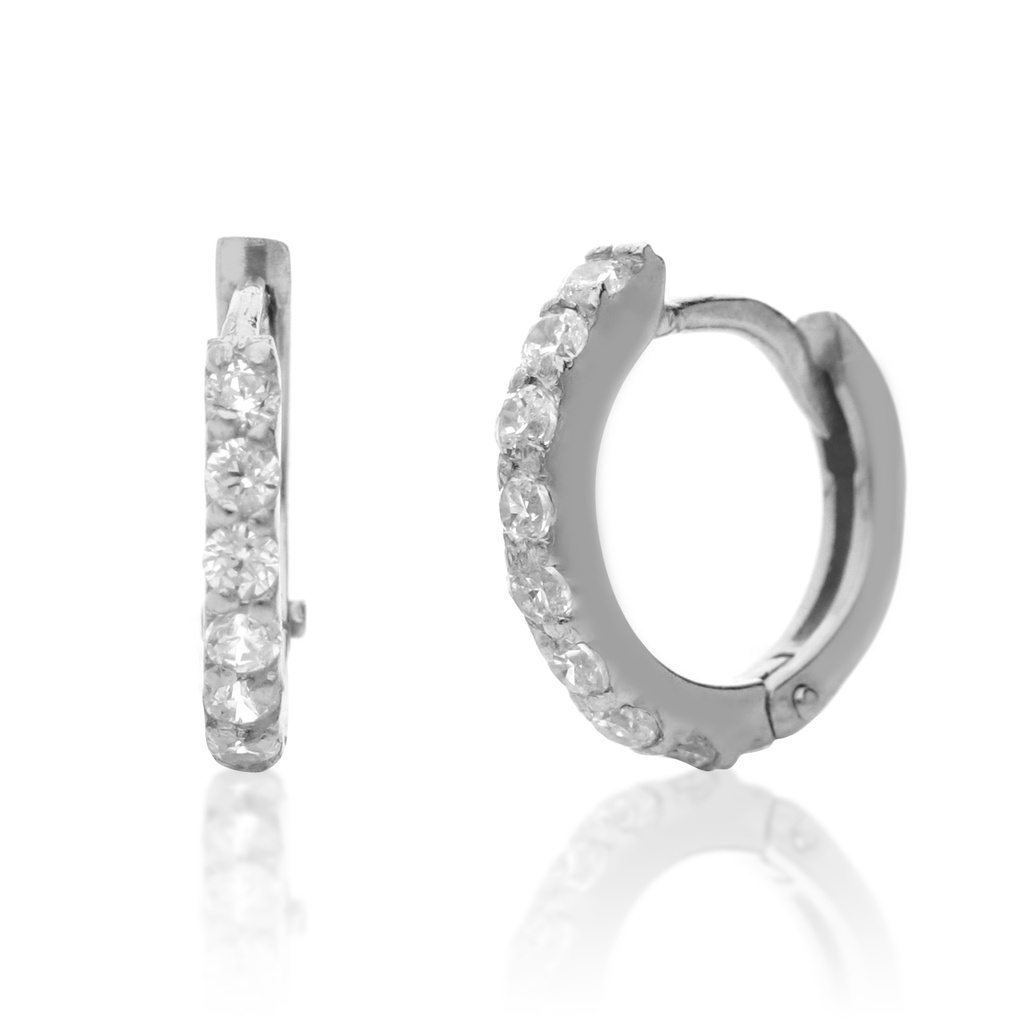 Pendientes Aro Engaste Oro Blanco