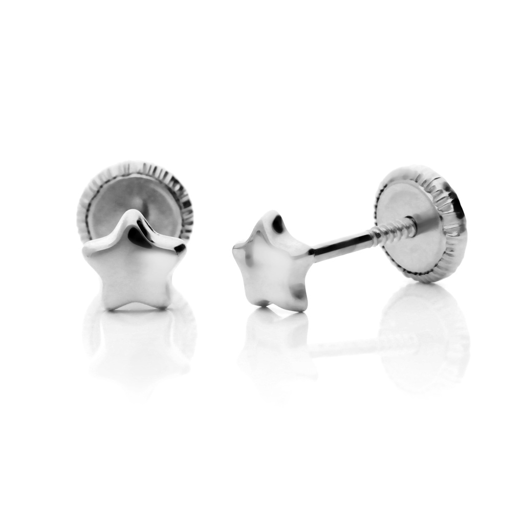 Pendientes Tuerca Estrella Oro Blanco