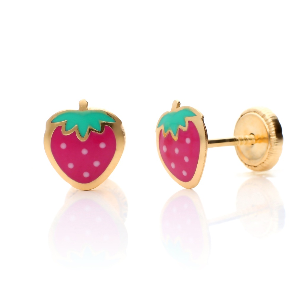 Pendientes Tuerca Esmalte Fresas