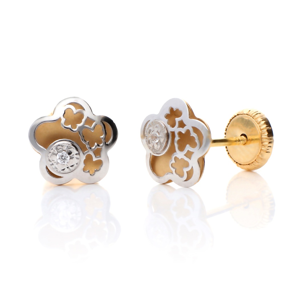 Pendientes Tuerca Flor Engaste