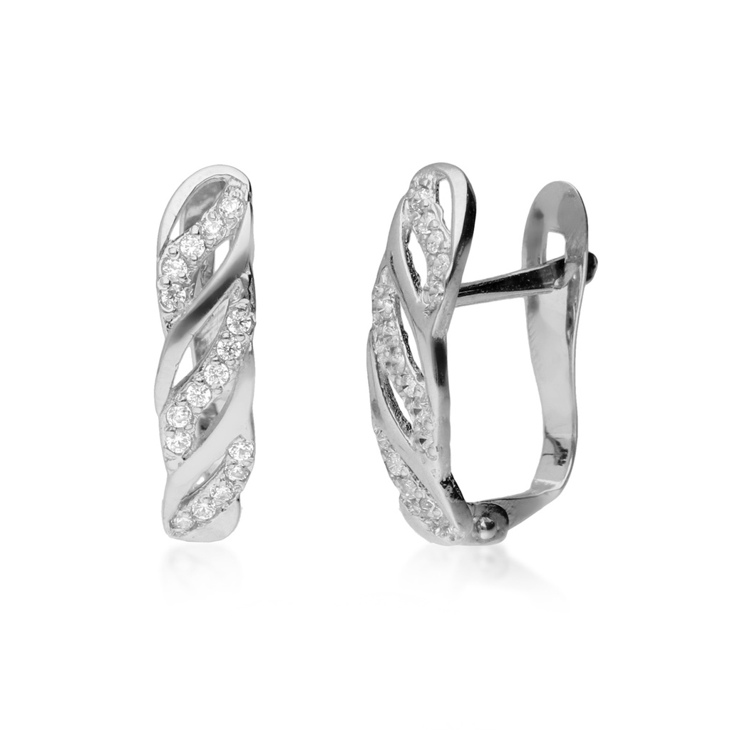Pendientes Catalán Engaste Oro Blanco