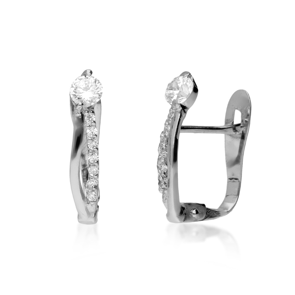 Pendientes Catalán Engaste Oro Blanco