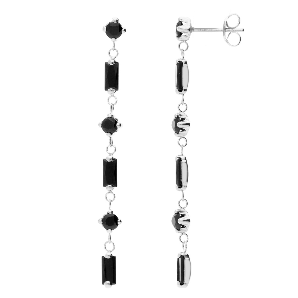 Pendientes Presión Largos Negro Oro Blanco