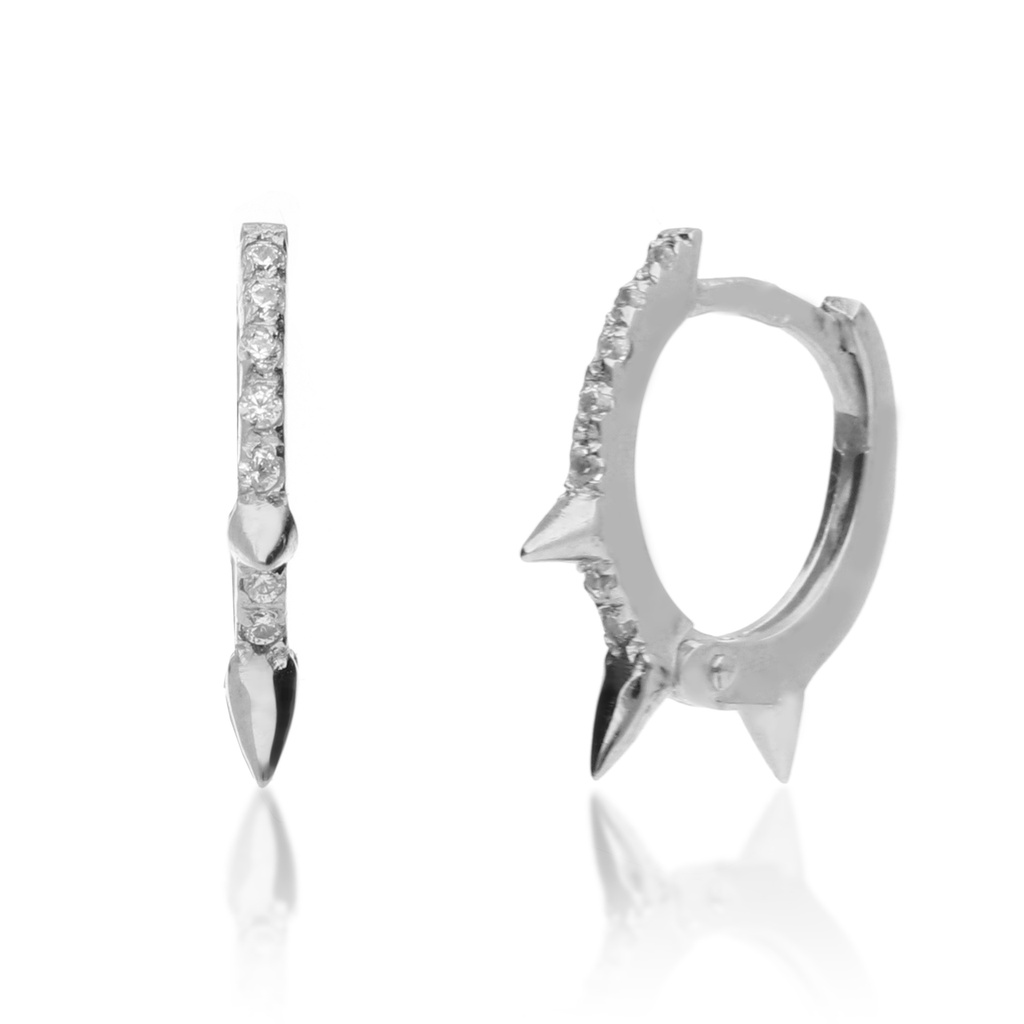 Pendientes Aros Circonitas Oro Blanco