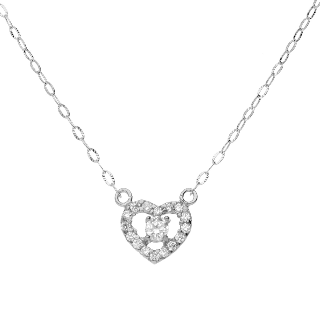 Gargantilla Corazón Engaste Oro Blanco