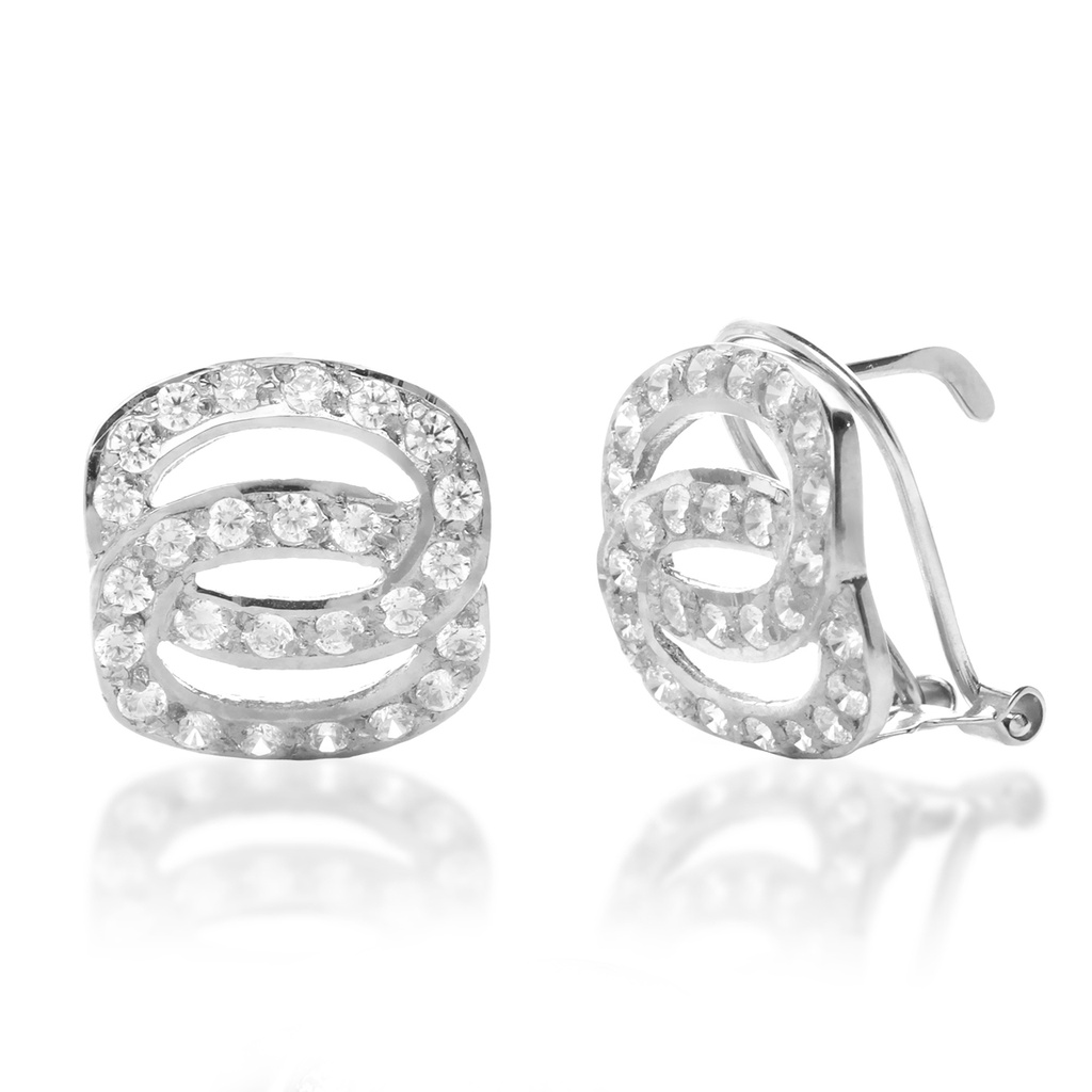 Pendientes Omega Engaste Oro Blanco
