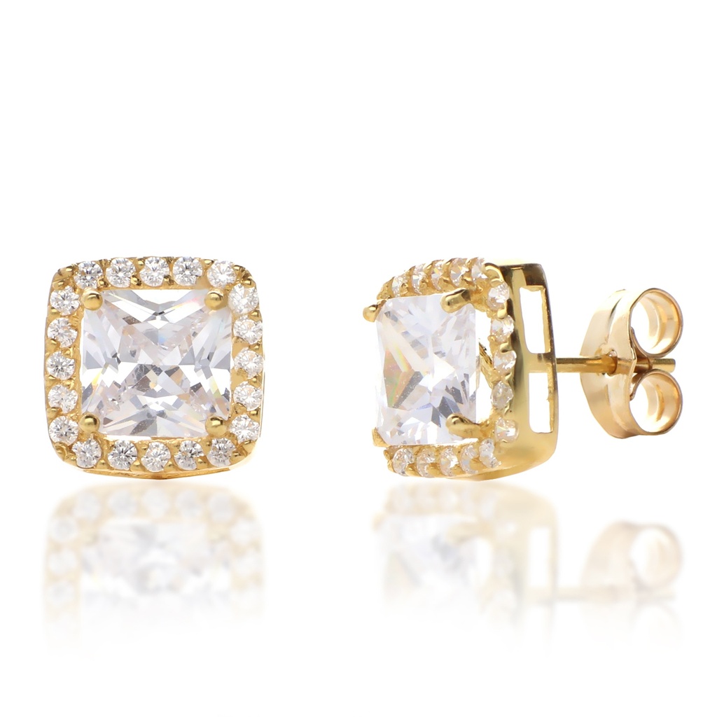Pendientes Presión Circonita Oro Amarillo