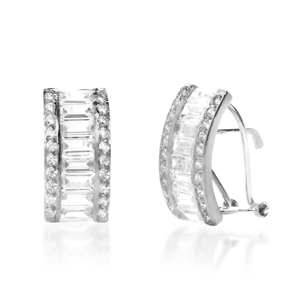 Pendientes Omega Engaste Oro Blanco