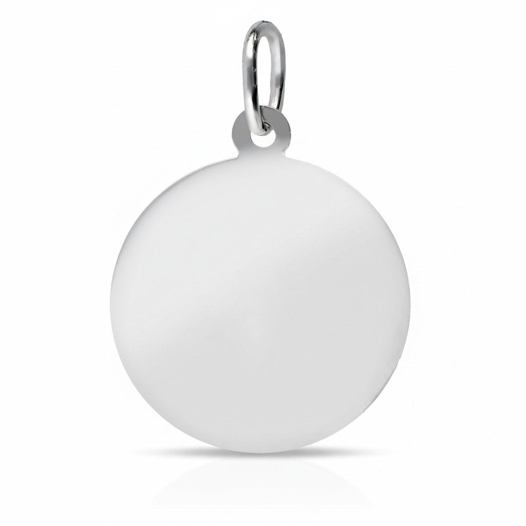 Colgante Disco Liso Oro Blanco