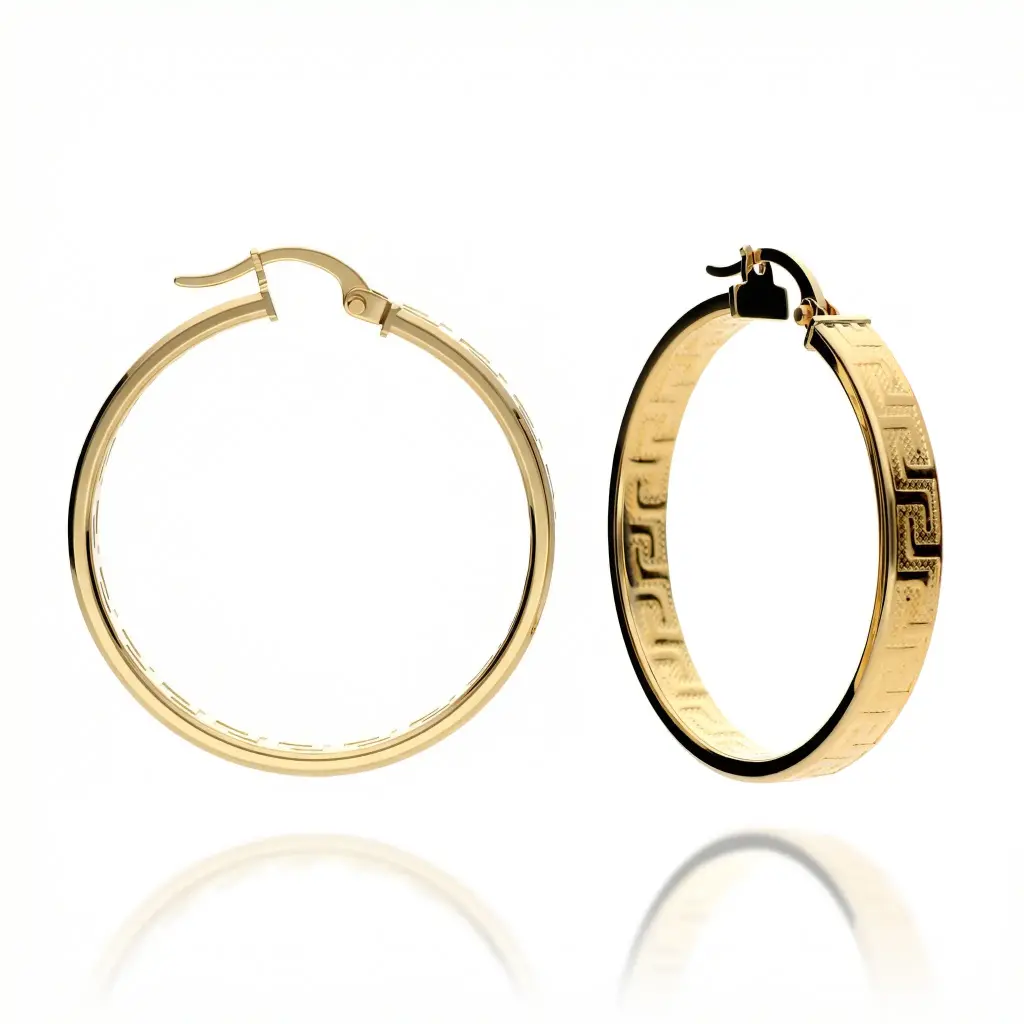 Pendientes Aros Fantasía Greca 4 mm