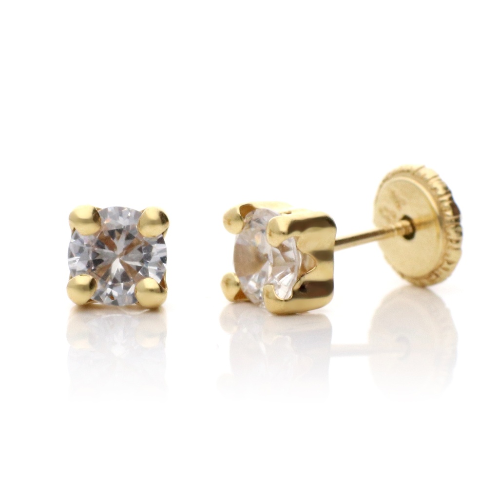 Pendientes Tuerca 4 Garras Oro Amarillo