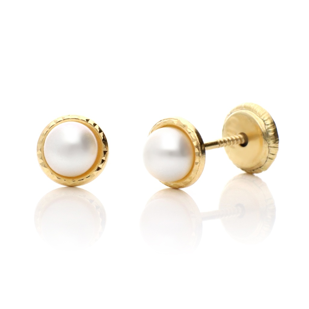 Pendientes Tuerca Perla Cerco Talla