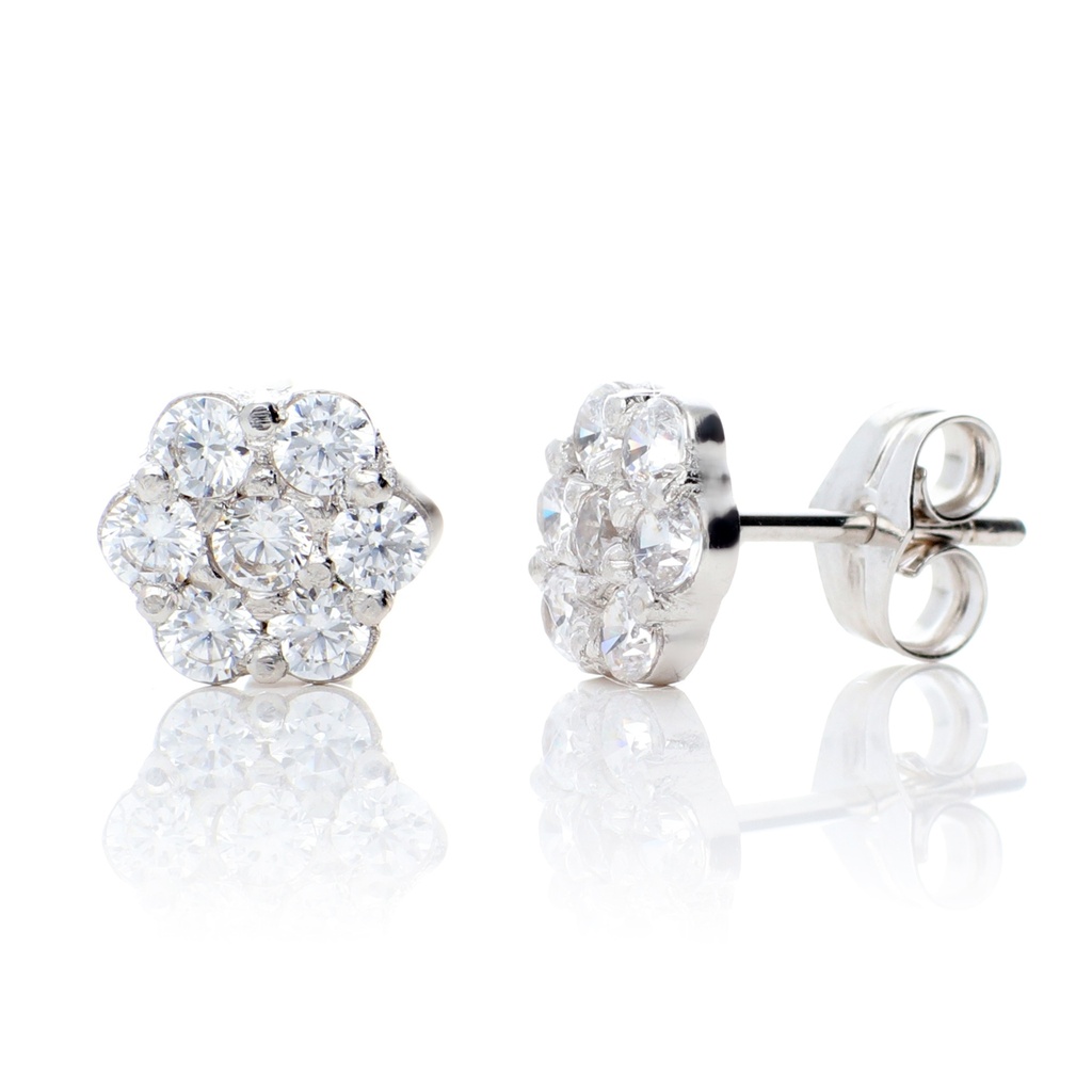 Pendientes Presión Engaste Oro Blanco