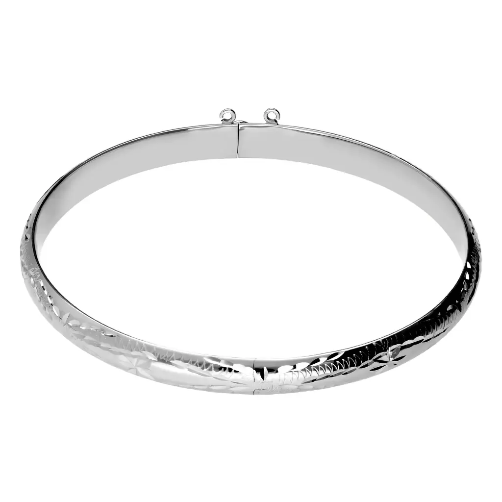 Pulsera Media Caña Talla Oro Blanco  