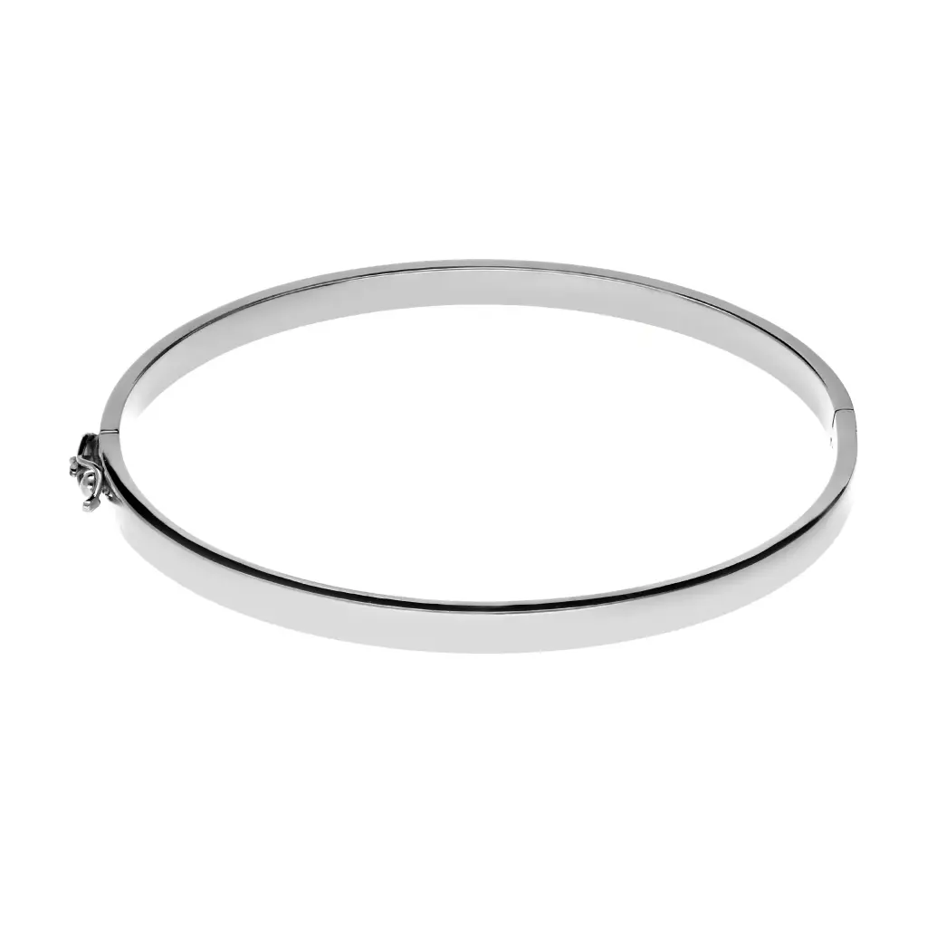 Pulsera Media Caña Tabla Lisa Oro Blanco