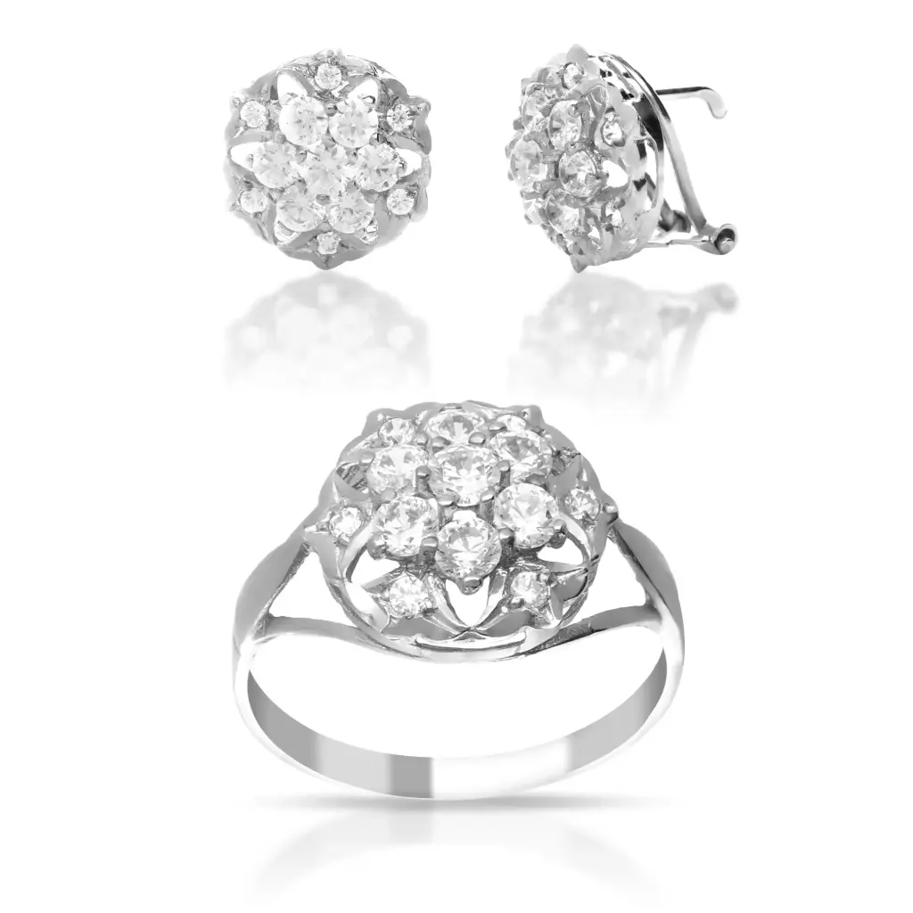 Juego Omega Circonita Oro Blanco