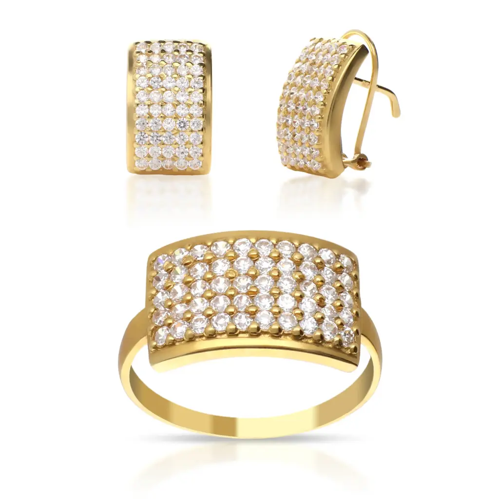 Juego Omega Circonita Oro Amarillo