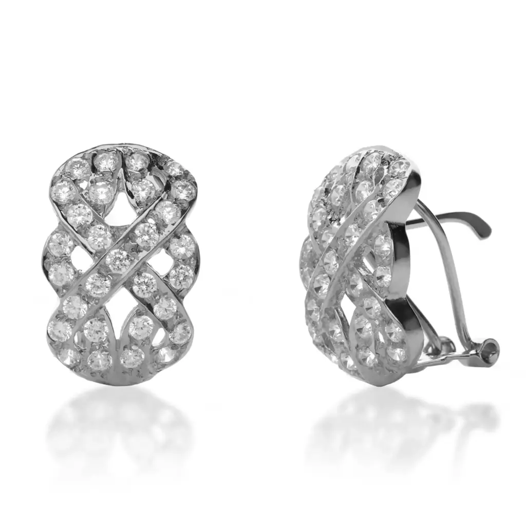 Pendientes Omega Engaste Oro Blanco