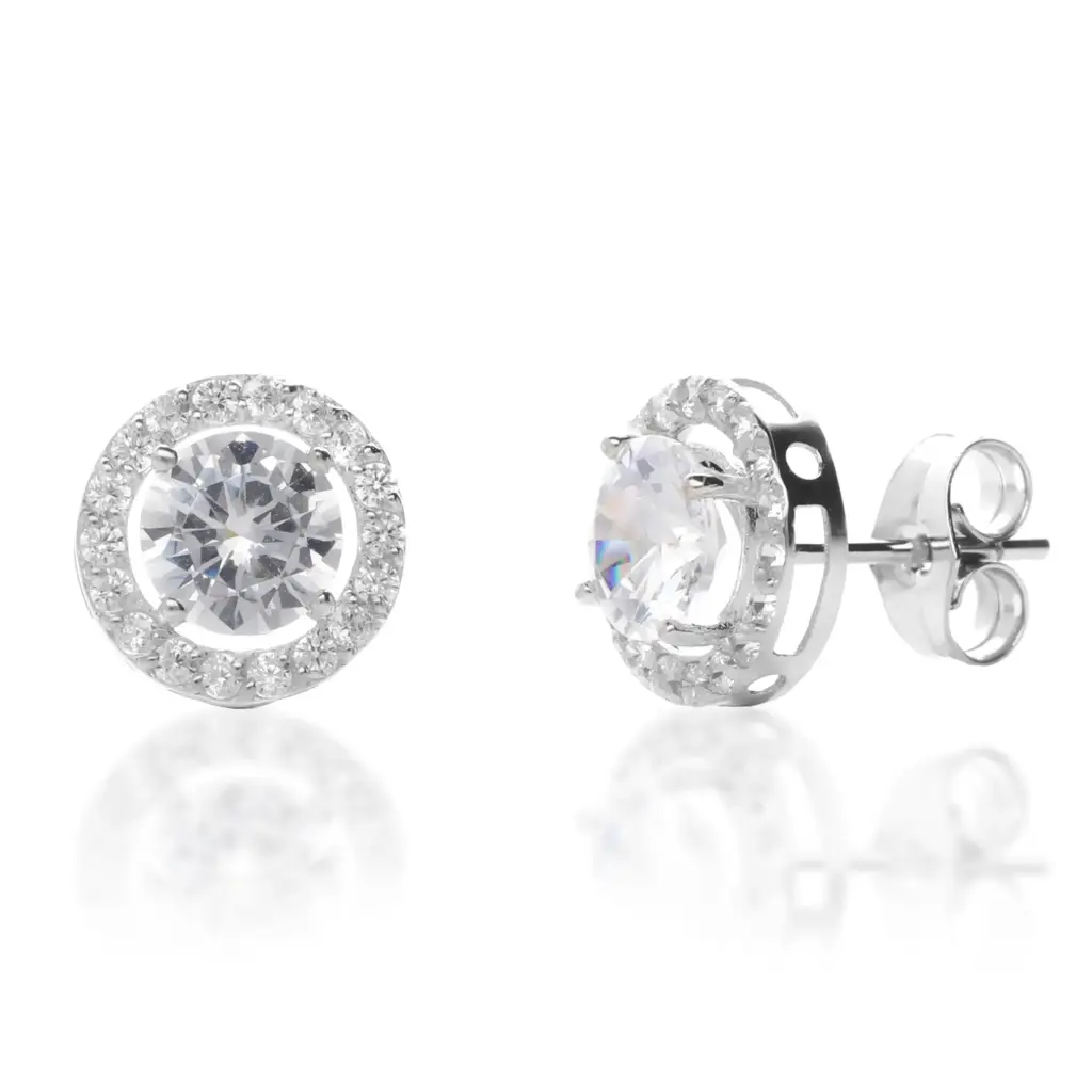 Pendientes Presión Engaste Oro Blanco