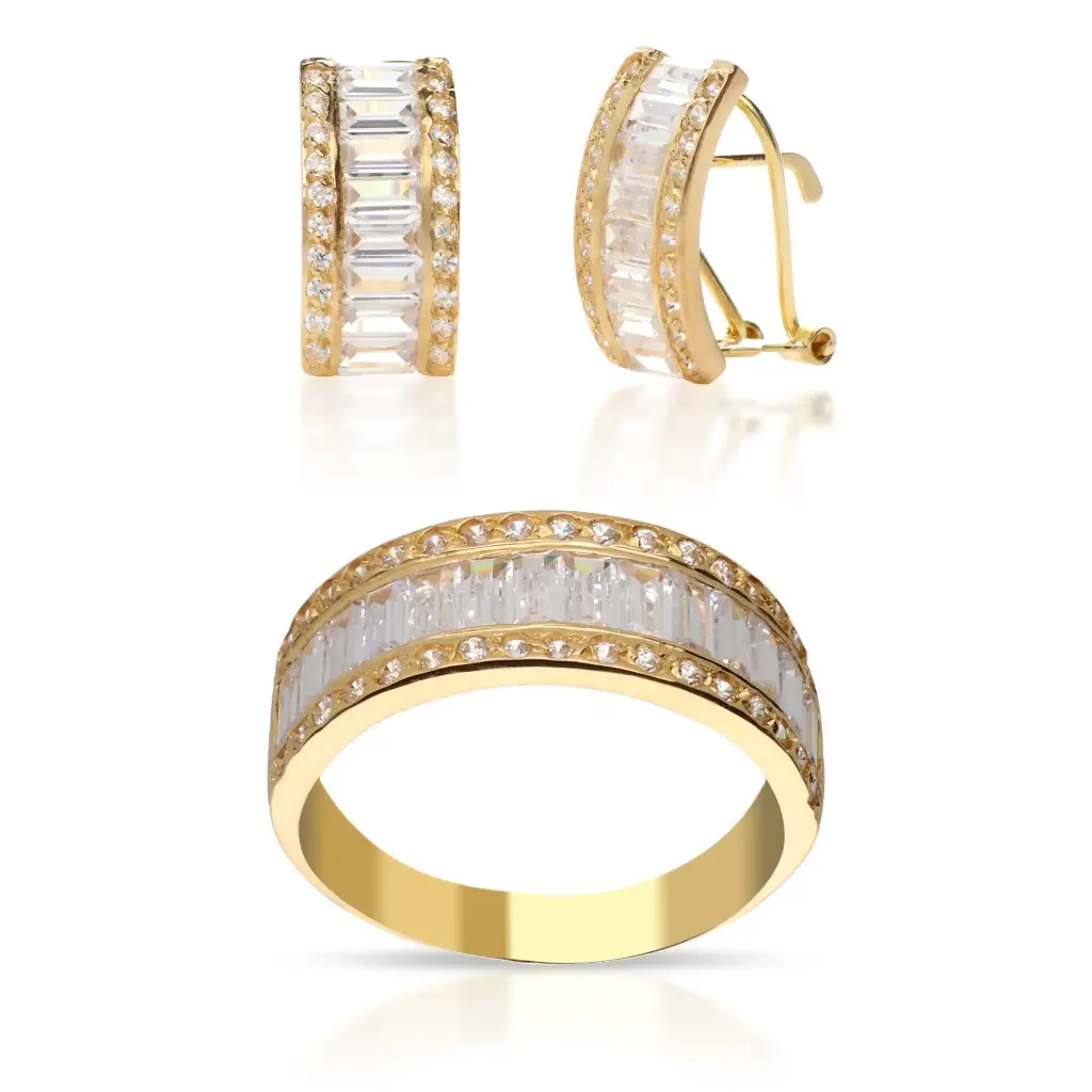 Juego Omega Circonita Oro Amarillo