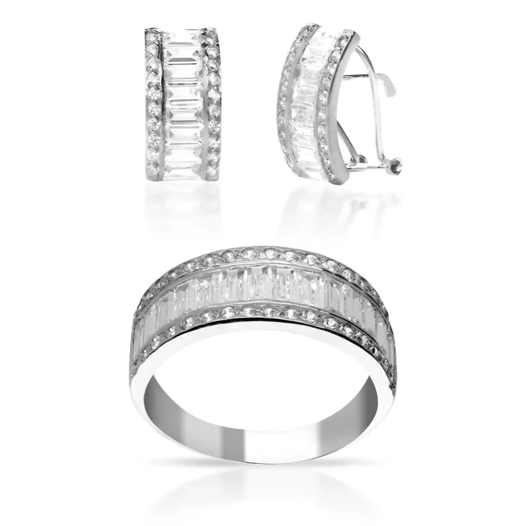 Juego Omega Circonita Oro Blanco