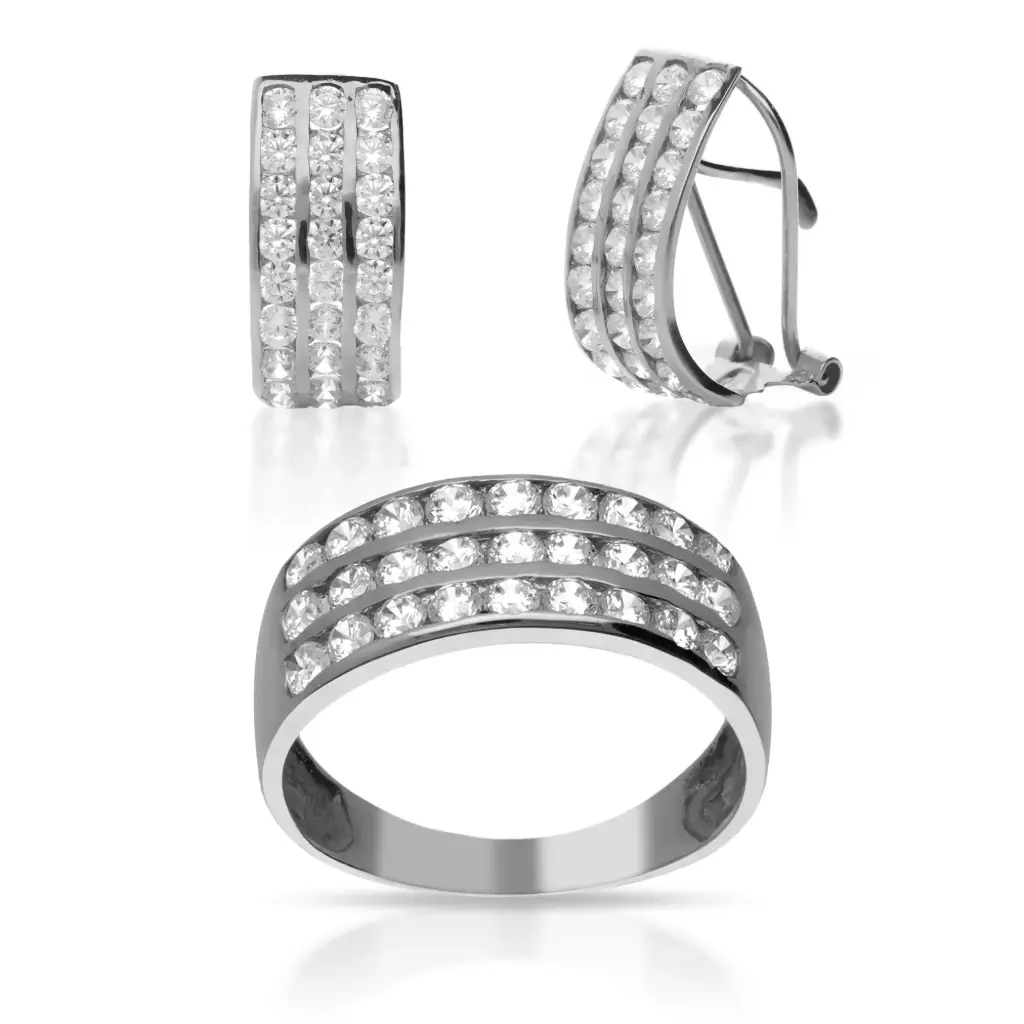 Juego Omega Circonita Oro Blanco
