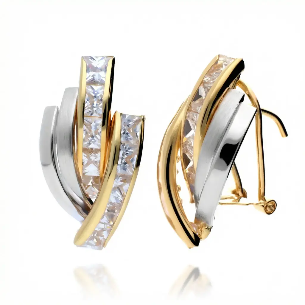 Pendientes Omega Bicolor Engaste