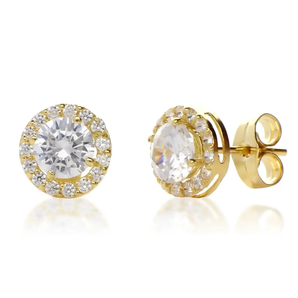 Pendientes Presión Redondos Engaste Oro Amarillo