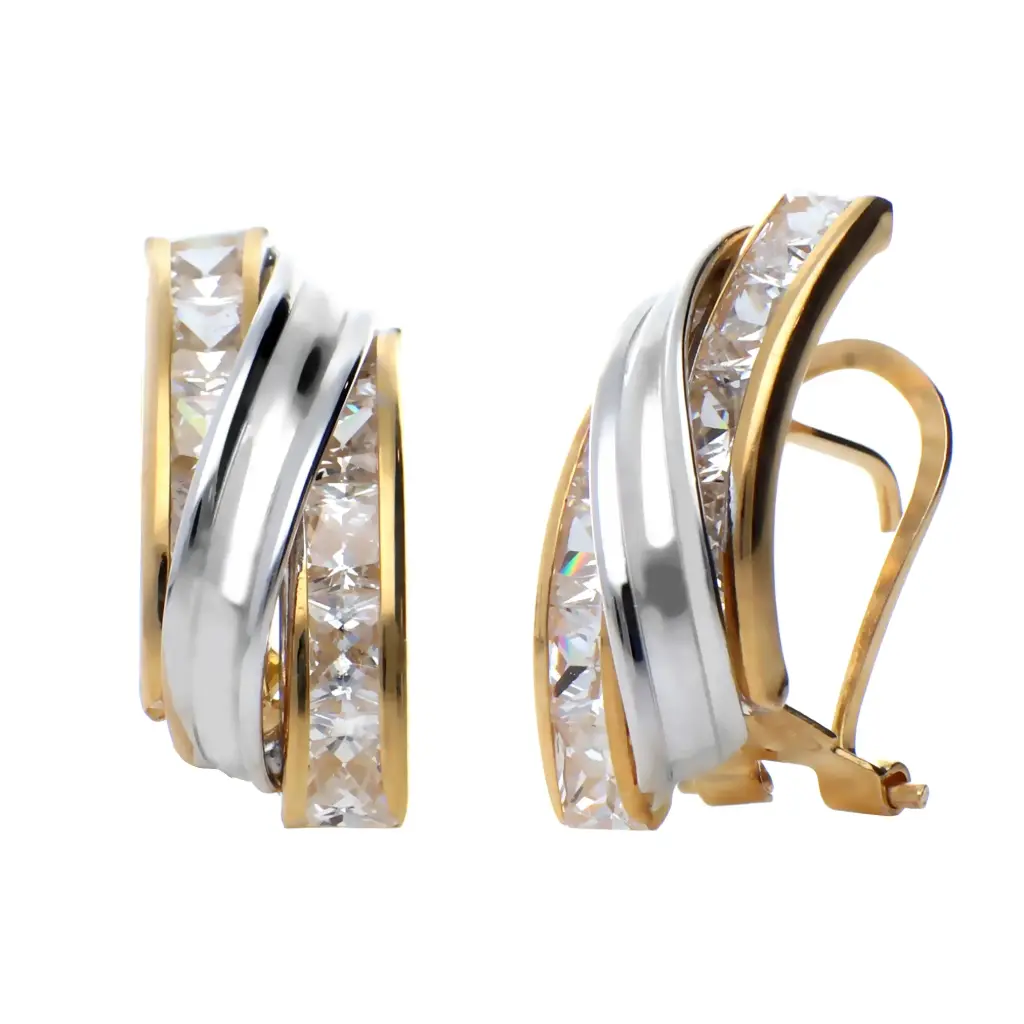 Pendientes Omega Bicolor Engaste