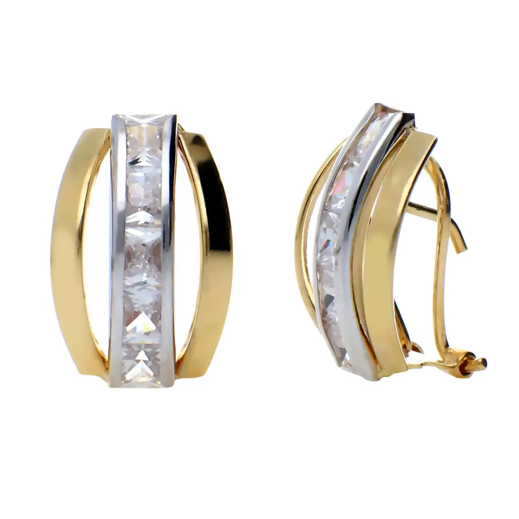 Pendientes Omega Bicolor Engaste