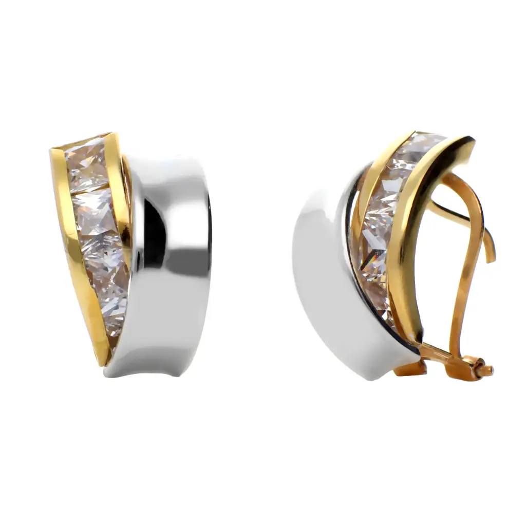 Pendientes Omega Bicolor Engaste