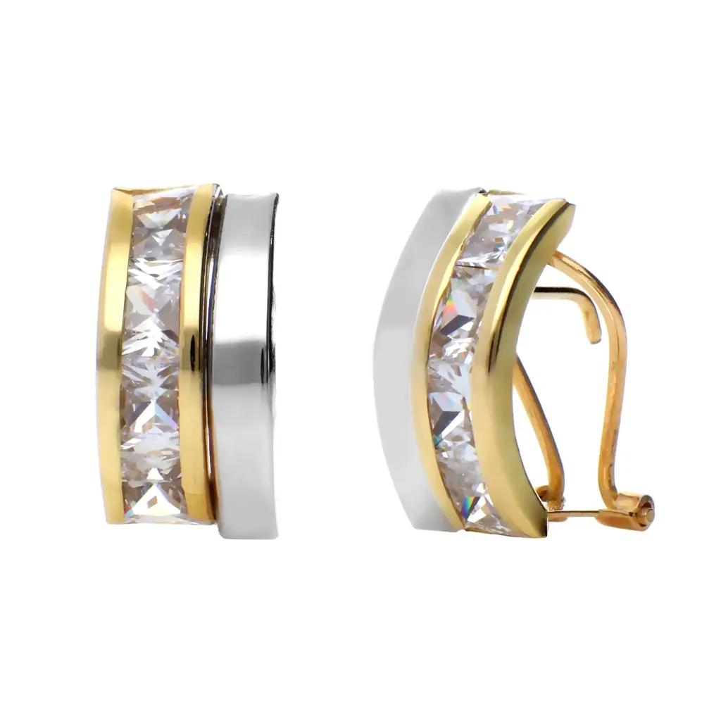 Pendientes Omega Bicolor Engaste