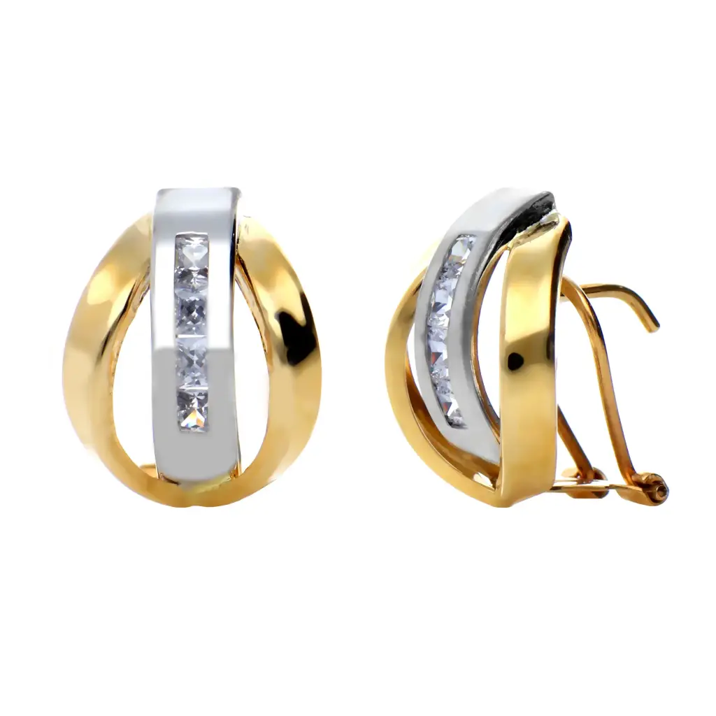 Pendientes Omega Bicolor Engaste