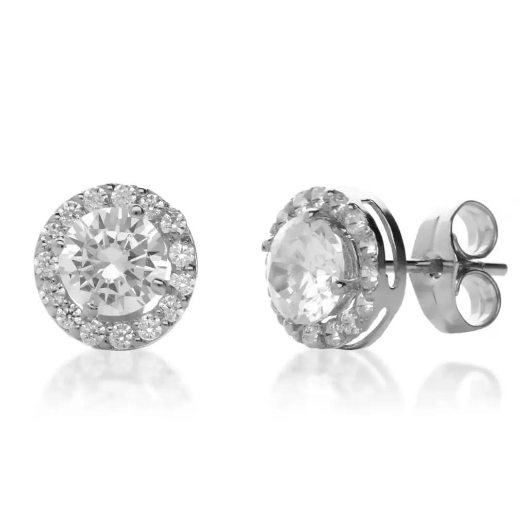 Pendientes Presión Redondos Engaste Oro Blanco