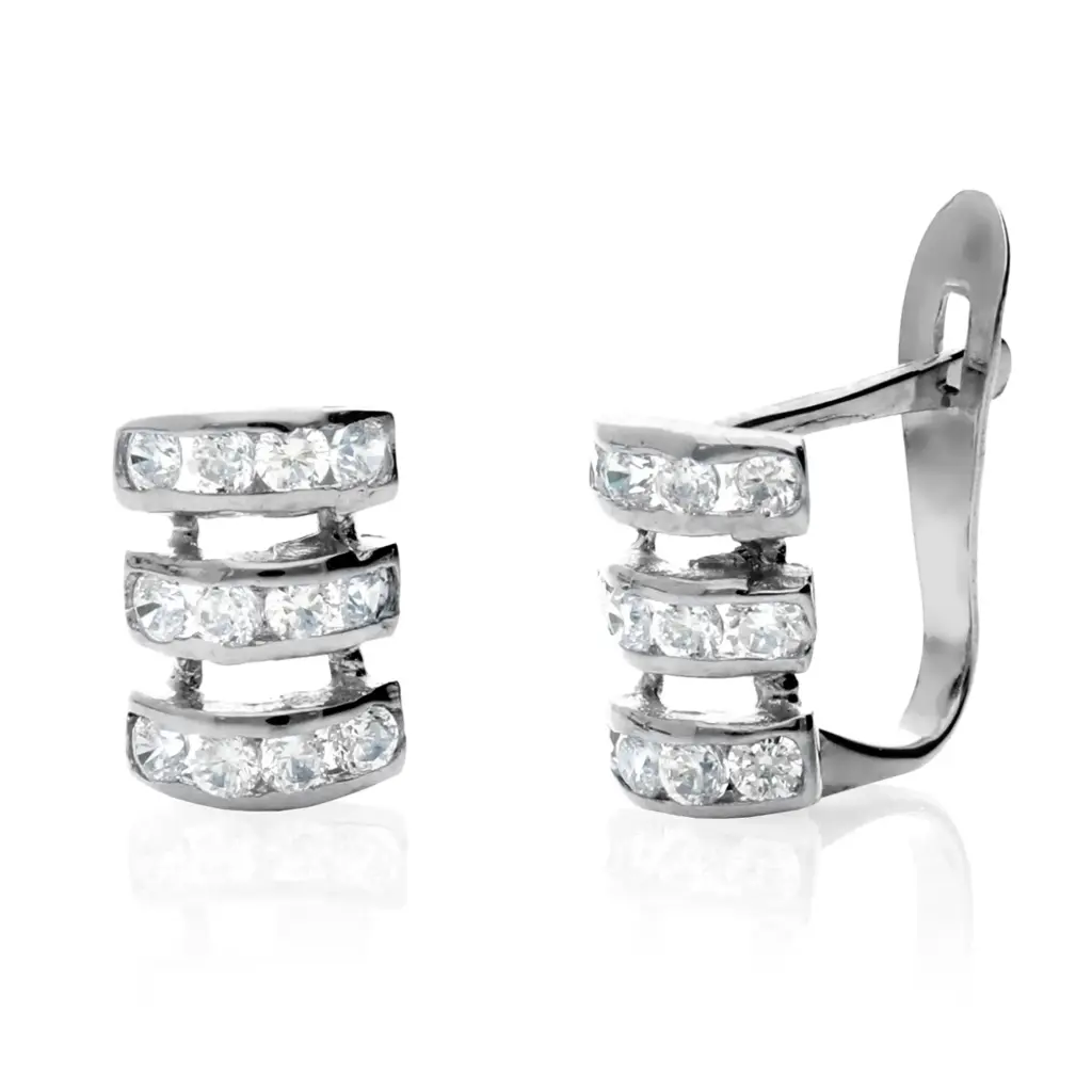 Pendientes Catalán Circonitas Oro Blanco