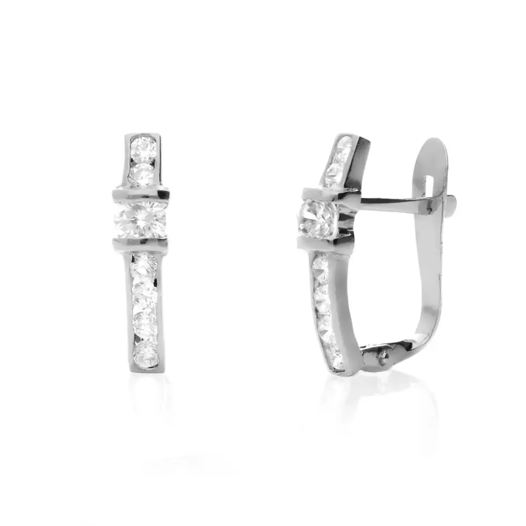 Pendientes Catalán Circonitas Oro Blanco