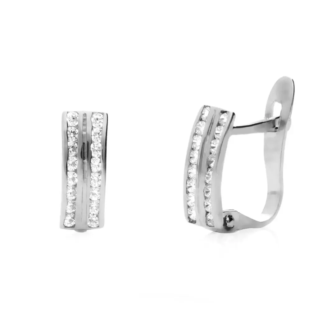 Pendientes Catalán Circonitas Oro Blanco