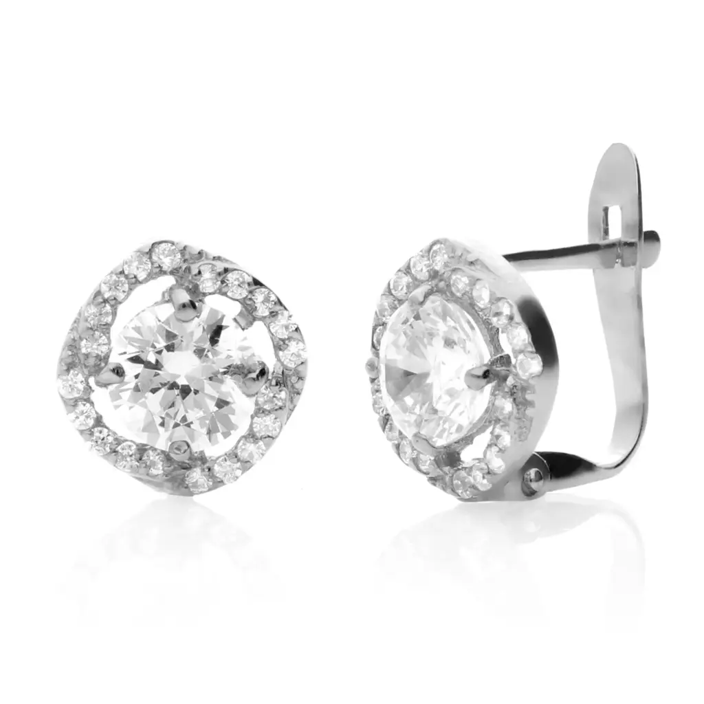 Pendientes Catalán Circonitas Oro Blanco