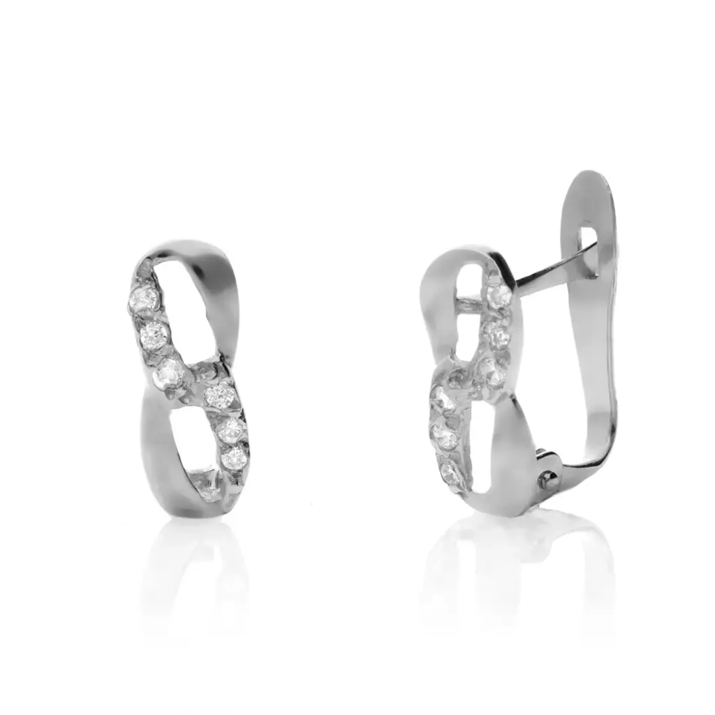 Pendientes Catalán Infinito Circonitas Oro Blanco