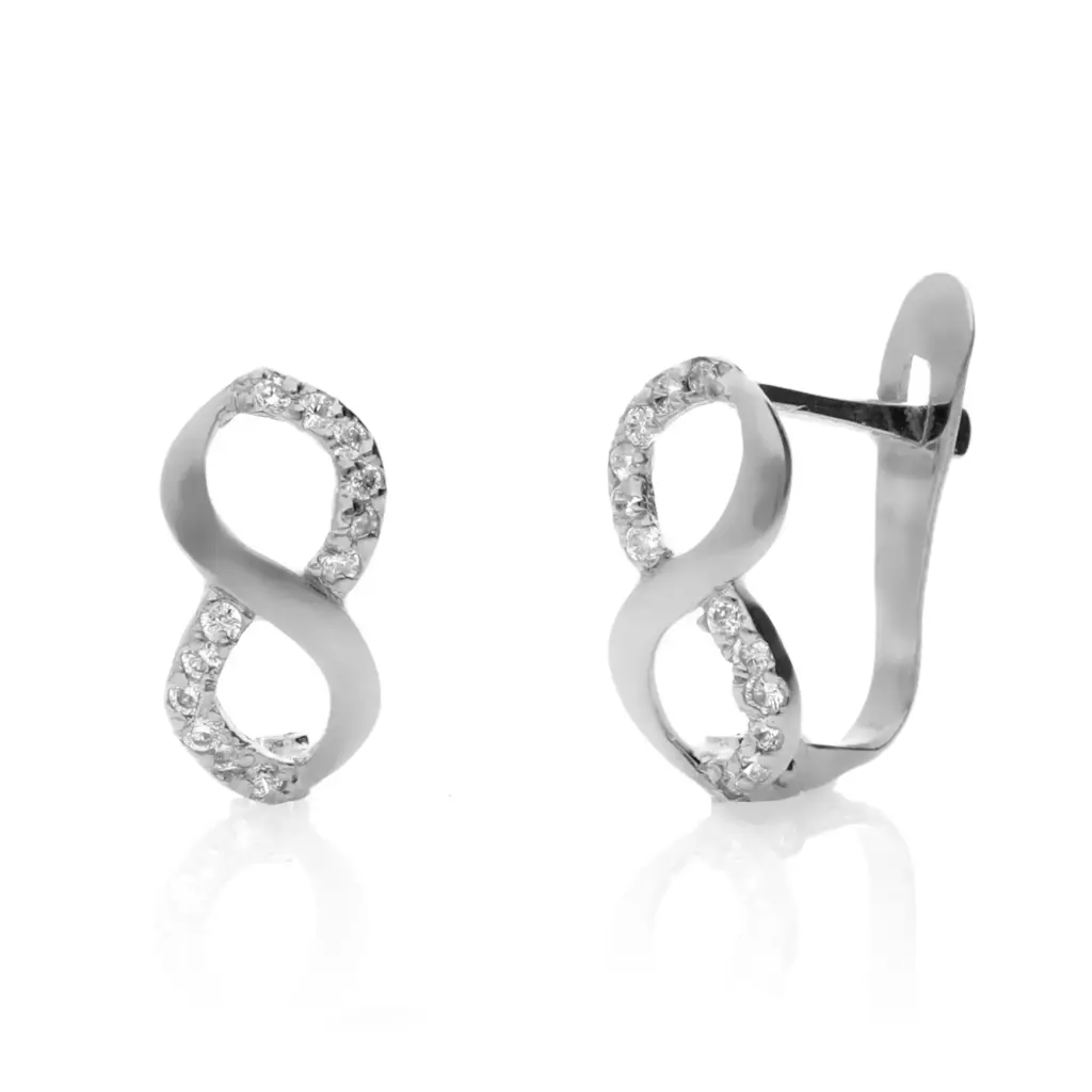 Pendientes Catalán Infinito Circonitas Oro Blanco