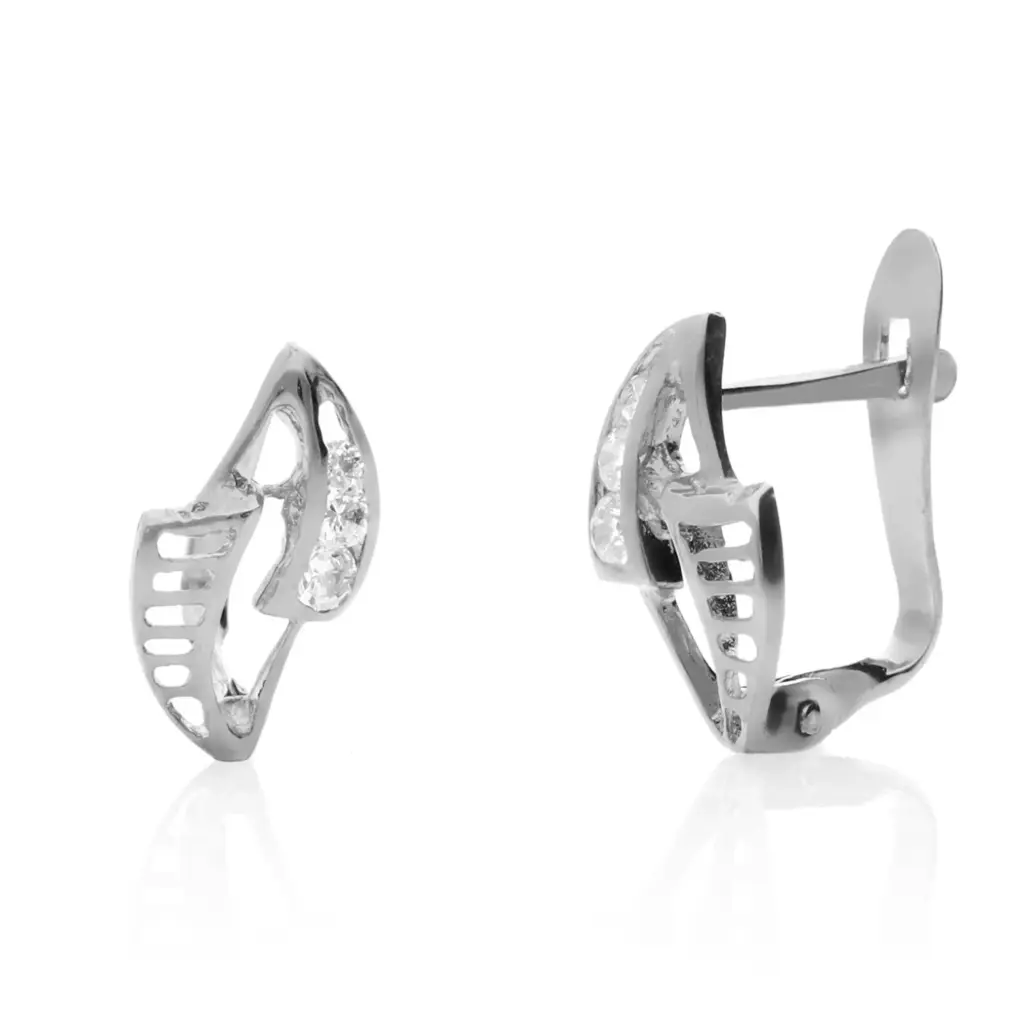 Pendientes Catalán Circonitas Oro Blanco