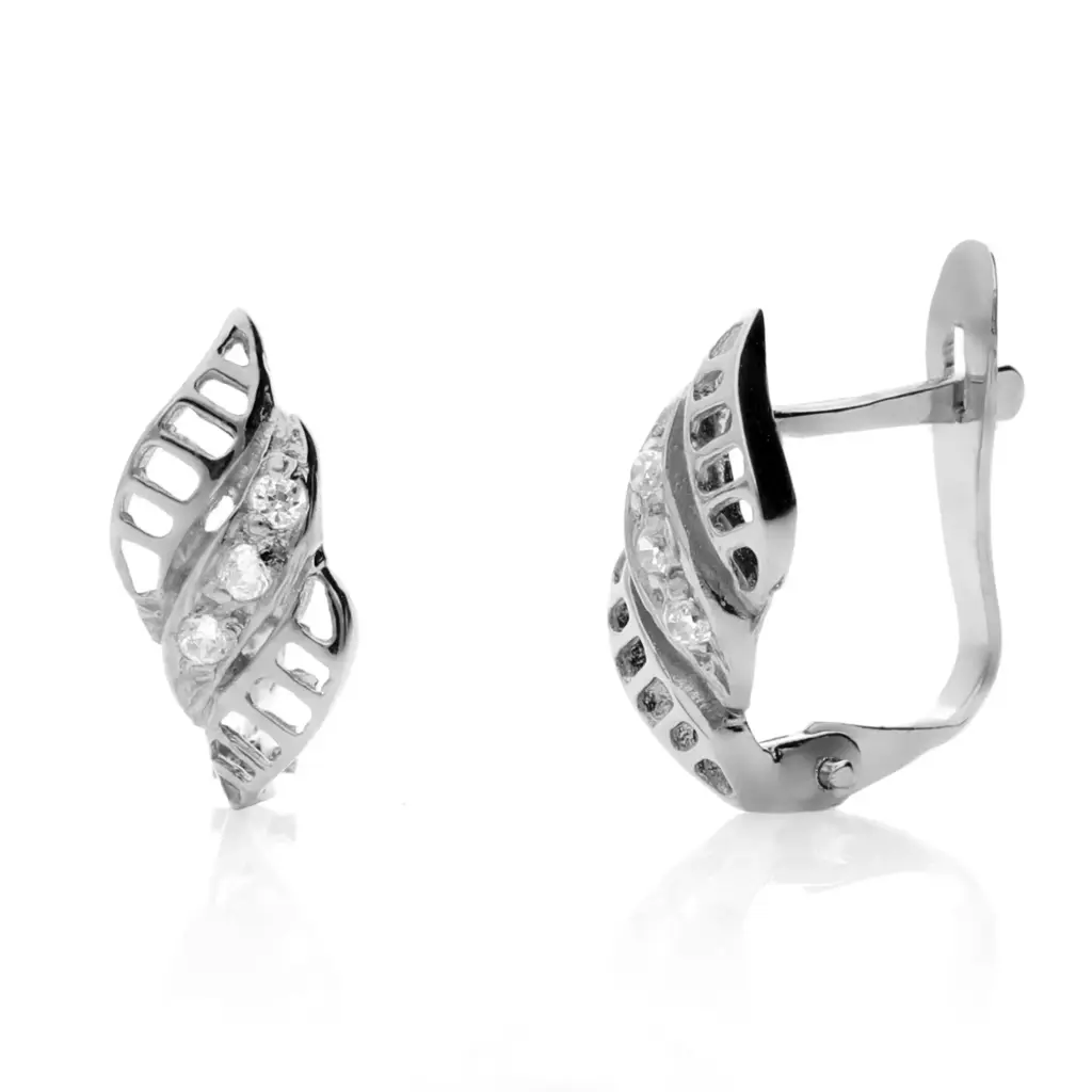 Pendientes Catalán Circonitas Oro Blanco