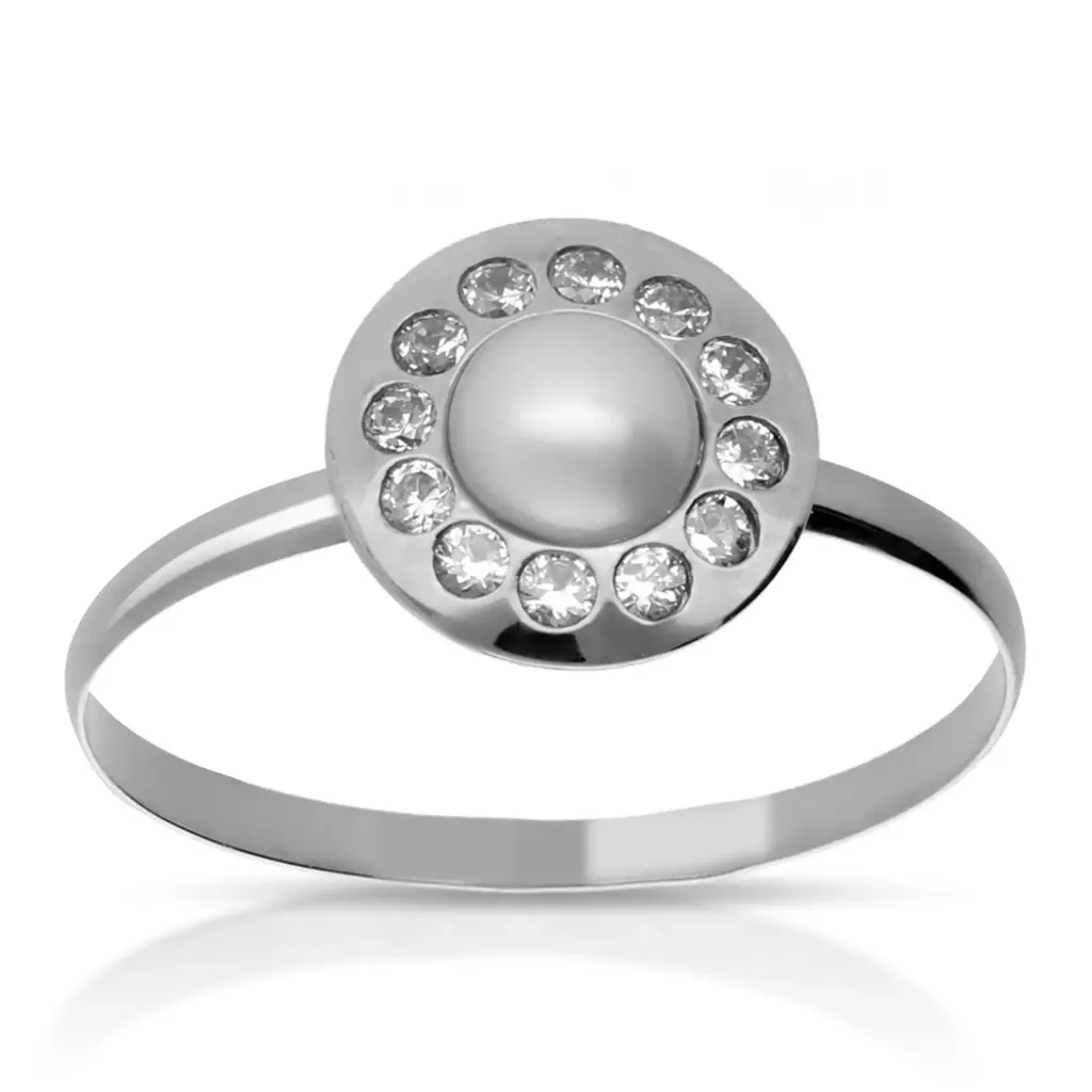Sortija Redonda Perla Oro Blanco